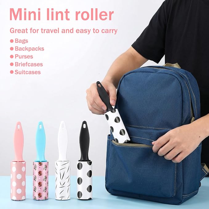48 Pcs Bulk Mini Lint Roller for Pet Hair and Clothes Lint Roller Travel Size Removers Sticky Removing Tool for Travel, Gift Bags, Furniture, Car Seat