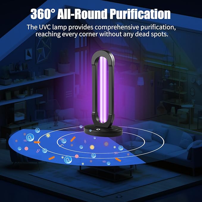 38W UV Light UVC Lamp | 265nm Air & Surface Refreshment | One-Piece Construction, 3-Stage Timer, Remote + Manual Control w/Buzzer | Avoid Exposure (with Ozone)