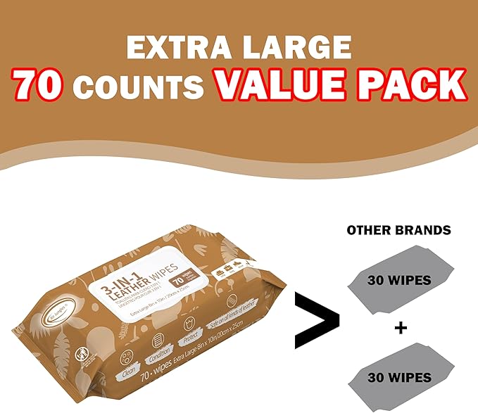 Air Jungles 3in1 Leather Cleaner Wipes 70 Count, and Air Jungles Electronic Wipes 70 Count, 8"x10"