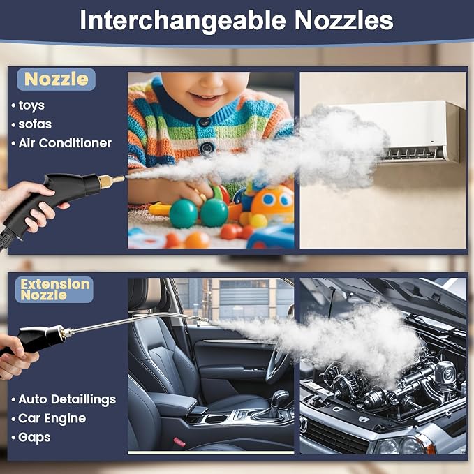 Portable High-Pressure Handheld Steam Cleaner, 14-Piece Accessories, 6 Steam Levels, 15s Heat-Up,chemical-free Cleaning Tile, Grout, Dirt, Grease & Car Detailing-Black