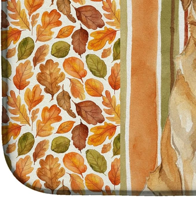 Caroline's Treasures Yellow Labrador Retriever Heirloom Fall Dish Drying Mat Absorbent Dish Drying Mat Pad for Kitchen Counter Dish Drainer Mat for Countertop, 14 x 21", Multicolor