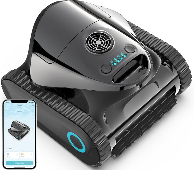 C1 Cordless Robotic Pool Cleaner with 180Mins, Wall Climbing & Waterline Cleaning, Long Runtime, Dual Layers, Automatic Pool Vacuum with APP, Multi Cleaning Modes and Paths, Obsidian