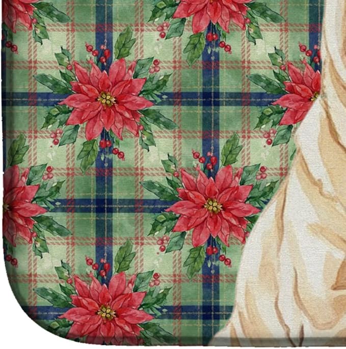 Caroline's Treasures Shar Pei Christmas PoinsettIas Dish Drying Mat Absorbent Dish Drying Mat Pad for Kitchen Counter Dish Drainer Mat for Countertop, 14 x 21", Multicolor