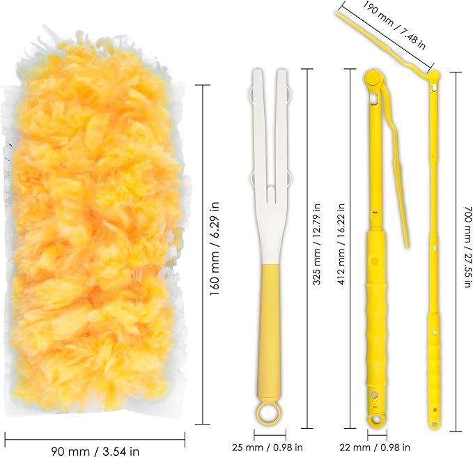 50 Count Feather Duster Refills for Swiffer Dusters Handle, 360 Degree Multi-Surface Duster Refill Kit with 1 Extended Handle and 1 Short Handle, Disposable Dust Removal Brush Heads for Electronics