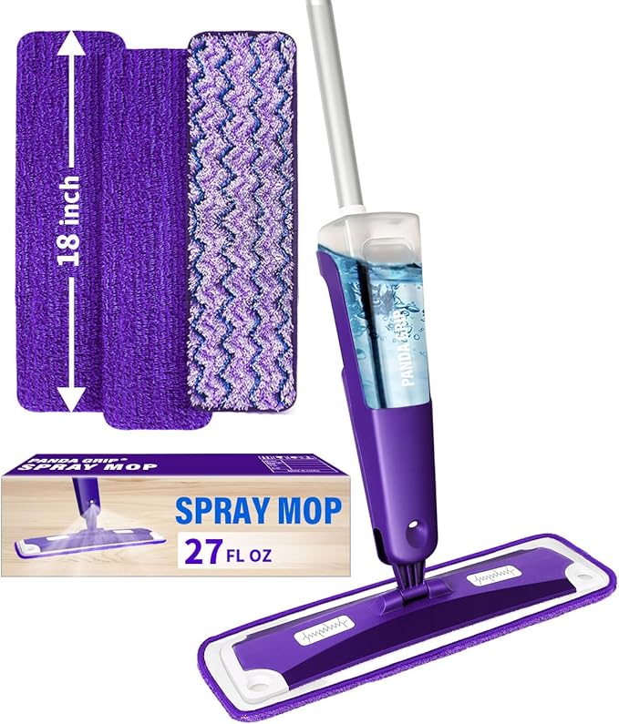 Spray Mop for Floor Cleaning with Bottle & 3 Microfiber Pads | Refillable bottle, washable pads, wet/dry flat mop for hardwood, laminate, wood & ceramic floors, home or commercial use