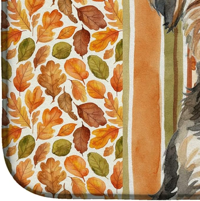 Caroline's Treasures Yorkiepoo Heirloom Fall Dish Drying Mat Absorbent Dish Drying Mat Pad for Kitchen Counter Dish Drainer Mat for Countertop, 14 x 21", Multicolor
