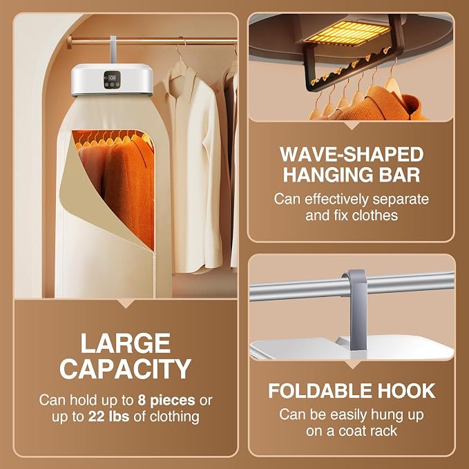 Portable Clothes Dryer, Mini Dryers for Laundry, Small Foldable Electric Compact Drying Machine for Travel,RV, Home and Apartment, with Remote Control and Dry Bag