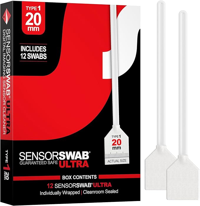 Photographic Solutions Sensor Swab Ultra 20mm Type-1 Digital Imaging Sensor Cleaner Swabs for Cleaning APS-H Mirrored or Mirrorless Cameras. Sensor Dust & Oil Remover (Pack of 12)