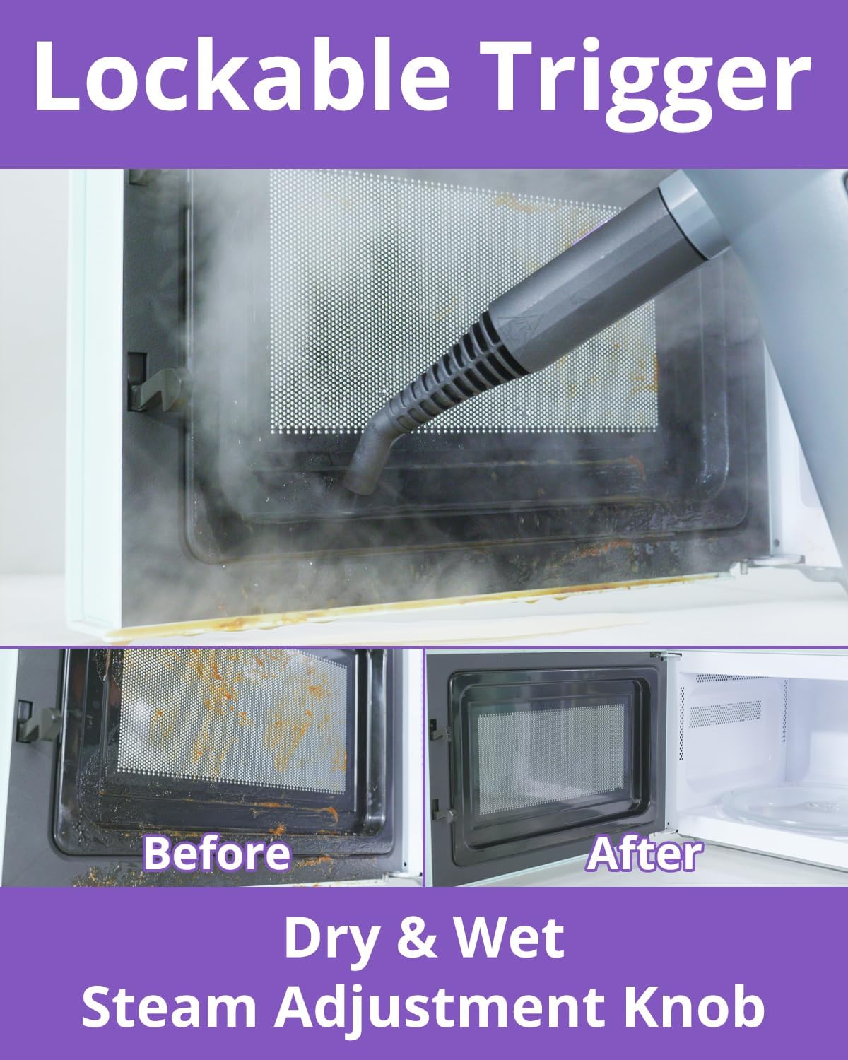 Steam Cleaner Handheld: Fast 10-Sec Heat-Up-750mL (25oz) Tank-No Cooling-Refill Anytime-Lockable Steam Trigger-14-Piece Kit Hand Held Portable Steamer for Home Car Grout Tile Cleaning Grey