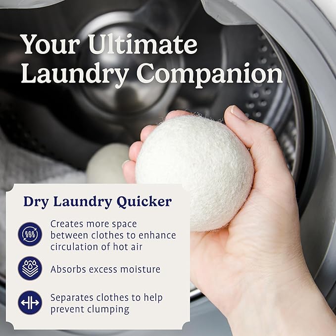 Handy Laundry Wool Dryer Balls – Natural Fabric Softener, Reusable, Reduces Wrinkles and Saves Drying Time. Large Dryer Balls Are a Better Alternative to Plastic Balls and Liquid Softener (Pack of 72)