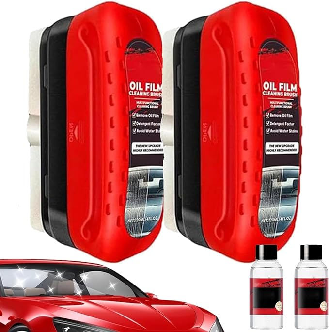2Pack Automotive Oil Film Cleaning Brush for Car Windows, Glass Cleaning Board, Oil Film Brush Improves Clarity and Visibility, Car Glass O il Film Remover