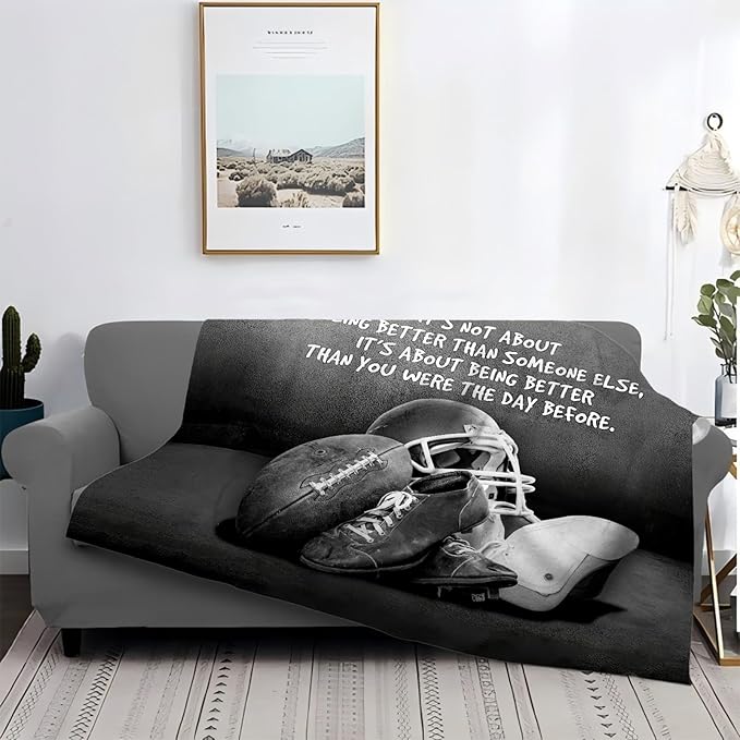 Tijuboni Football Sports Throw Blanket Rugby Gifts for Men Boys Women Girls Kids Adults Soft Flannel Fleece Blanket for Couch Sofa Bed Home Decor 50"x60"
