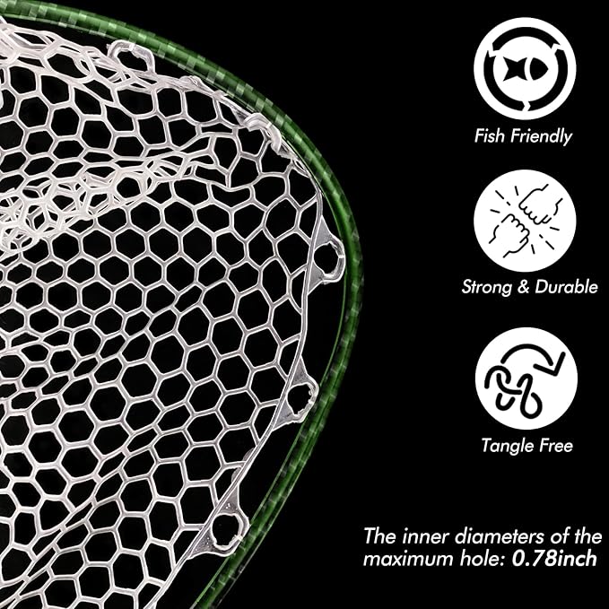 Riverruns Fly Fishing Landing Net Carbon Fiber Trout Net with Measurement Handle, Soft Rubber Mesh - 26" Standard (Wading) / 37" Long (Kayak)