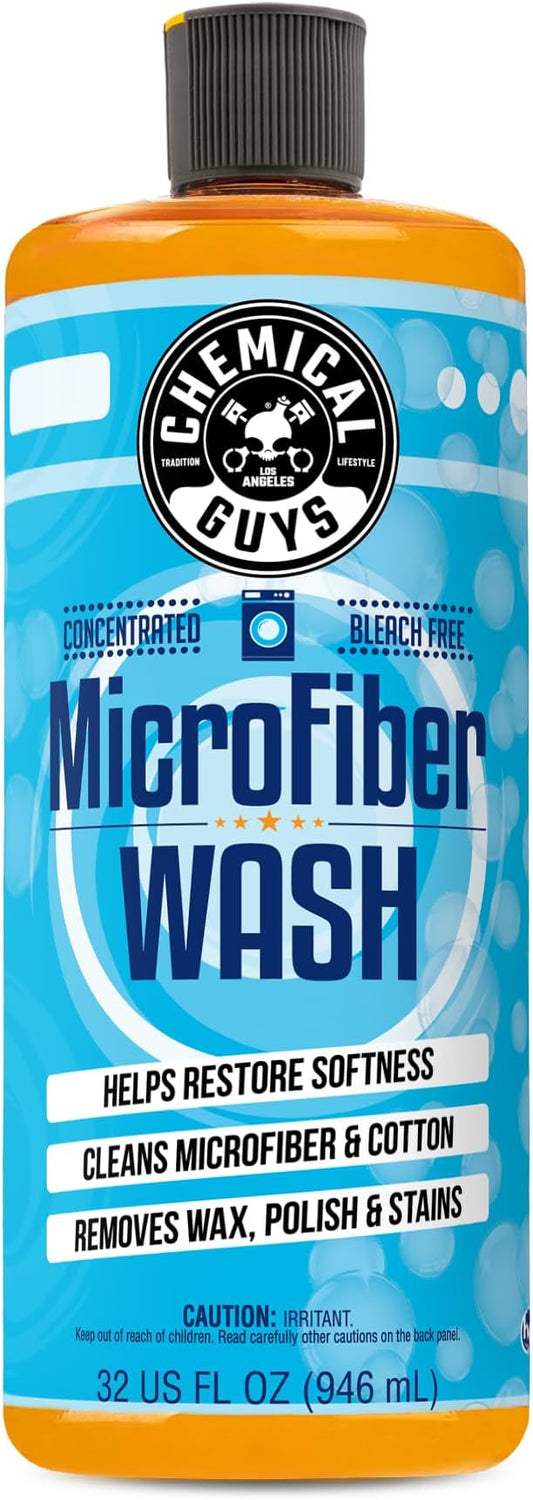 Chemical Guys Microfiber Wash Detergent – Concentrated Cleaner for Towels and Pads, Removes Wax and Polish Residue, Restores Absorbency and Softness, 32 fl oz