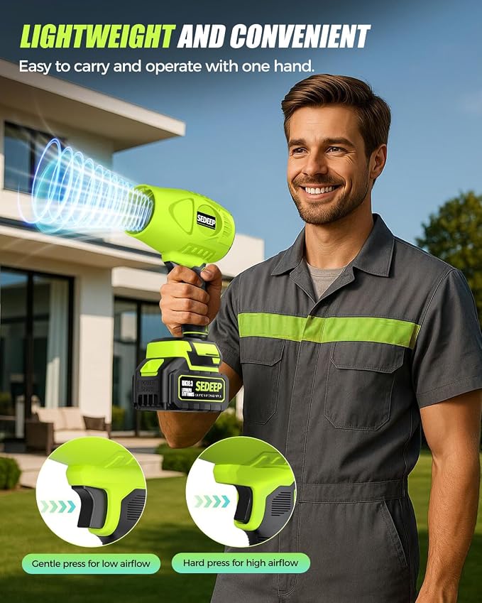 Leaf Blower Cordless with Battery and Charger, 980,000 RPM, Extended Nozzle, Lightweight Handheld,Blower for Patio Cleaning,Leaves and Dust,Birthday Gifts for Men Dad Husband for Home3