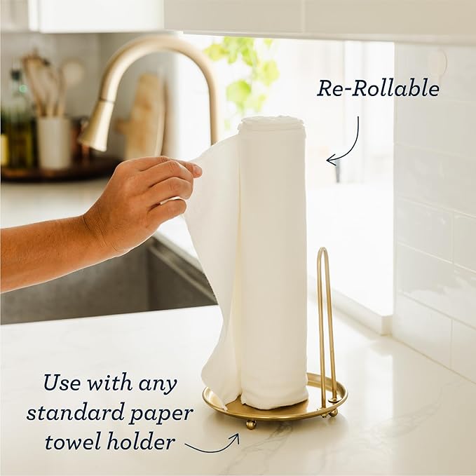 Esembly Paperless Towel Roll - Reusable Kitchen Towels 12-Pack Washable Cotton with Laundry Bag & Hook - Zero-Waste, Absorbent, Washable - Terrazzo