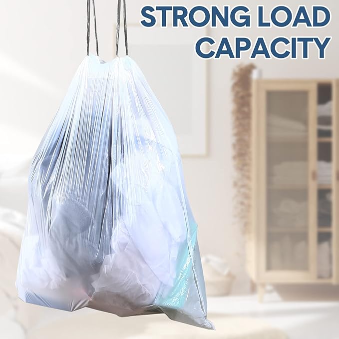 4 Gallon 480 Count Small Trash Bags Bulk Drawstring Plastic Small Garbage Bags Trash Can Liner 15 Liter for Bathroom Restroom Bedroom Office Toilet(Gray)