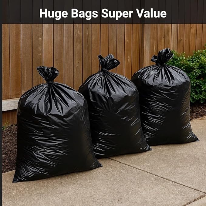 32–33 Gallon Heavy Duty Trash Bags, 100 Count – 2.5 Mil Thick Black Contractor Garbage Bags for Outdoor Bins, Lawn, Construction & Commercial Use – Tear-Resistant Can Liners, 32" x 38"