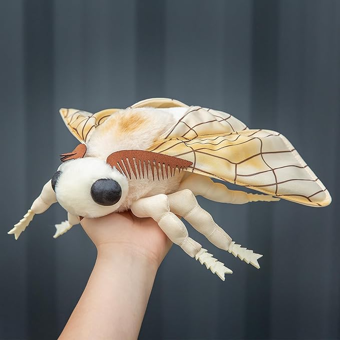 Silk Moth Plush Toy - Lifelike Silk Moth Stuffed Animals 11in, Realistic Soft Big Wings Moth Toys, Simulation Butterfly Plushie Model Toy, Unique Plush Collection for Kids