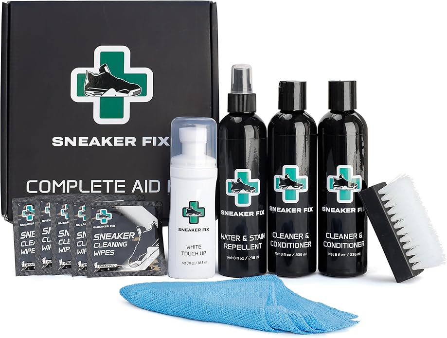 Complete Shoe Cleaner Kit for all Sneakers, Cleaning Kit with Conditioner, Whitener, & Microfiber Towel, Wipes and Stain Repellent
