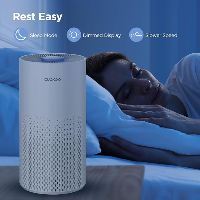 CUCKOO True HEPA Air Purifier Bundle with Extra Filter, Up to 456 sq. ft., 3-Stage Filter with H13 HEPA and Activated Carbon, Small Air Purifiers for Home Bedroom, White (CAC-I0510FW)