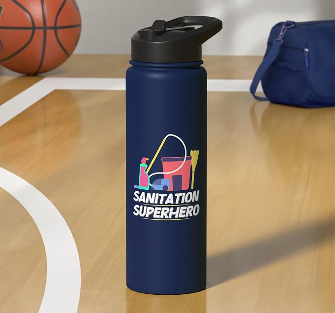 Sanitation Superhero Cleaning Stainless Steel Insulated Water Bottle