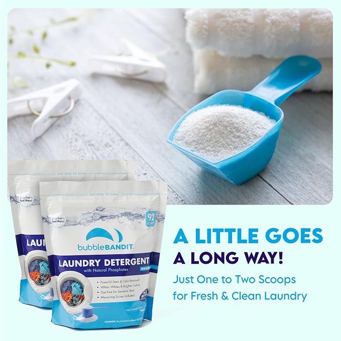 Laundry Detergent Powder with Phosphate - Deep Cleaning Washing Powder Detergent with Fresh Clean Scent, With Scoop for All Machines, Safe for All Fabrics, Greywater & Septic - 46 Ounce - Pack of 2