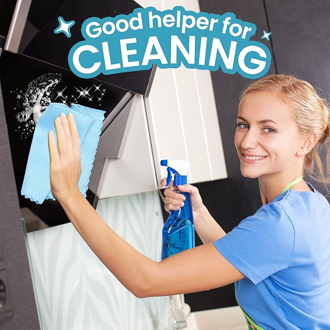 40 Pack Cleaning Cloth Reusable Kitchen Towels Fish Scale Microfiber Polishing Cloth for Windows Glass Mirrors No Watermark, 12 x 16 Inches(Gray Blue)