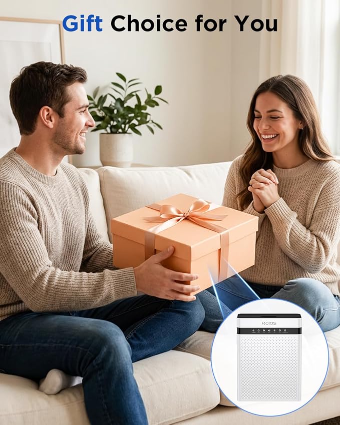 KOIOS Air Purifiers for Home Large Room up to 2400sq.ft, Air Purifier for Home Pets with Washable HEPA Filter, Air Quality Sensor & Aromatherapy, Air Cleaner for Bedroom, Dorm, Office K03