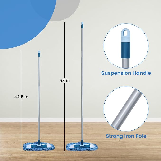 Floor Scrub Brush and Dust Mop, 2 in 1 Floor Brush and Dust mop for Hardwood Floor Cleaning