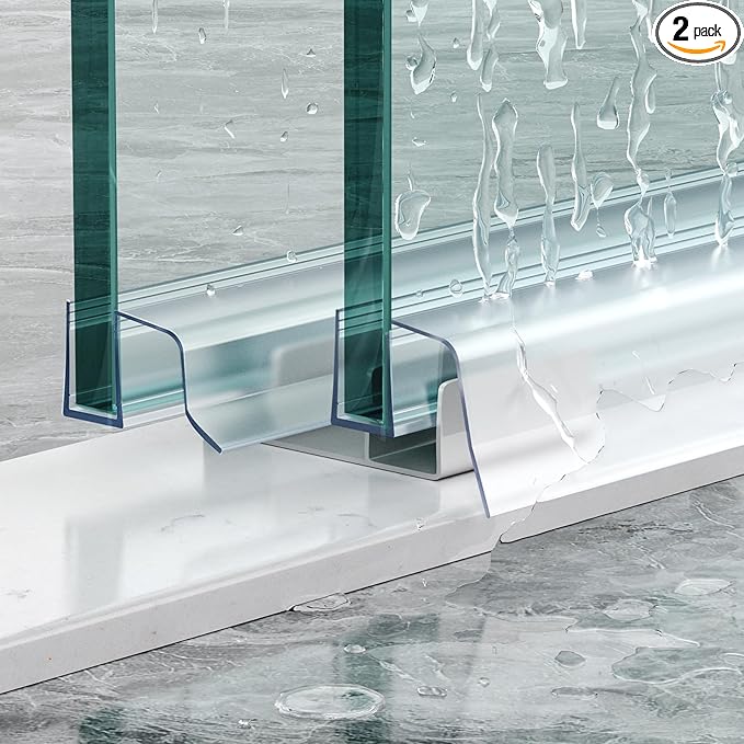 Sliding Shower Door Bottom Seal, 2 PCS 5/16" x 36" Sliding Shower Door Sweep for 5/16 Inch Glass, Frameless Glass Door Seal Strip Stop Shower Leaks and Create a Water Barrier