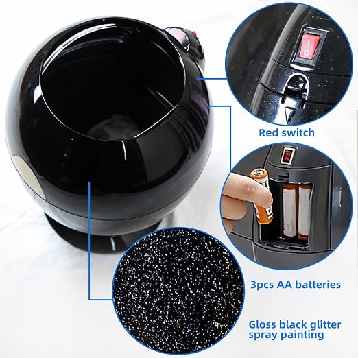 Automatic Motion Sensor Trash Can, 2.6 Gallon/10L Small Cute Garbage Bin with Lid, Hands-Free Silent Opening for Baby Diaper, Kids Room, Bedroom, Office, Home Decor - Modern Egg Shape (Black)