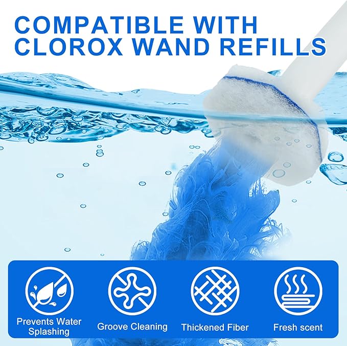 120 Count Toilet Bowl Wand Refills for Clorox, Disposable Head Compatible with Clorox Toilet Bowl Wand Cleaning System, Upgrade Fiber Bowl Cleaner Brush for Closestool Cleaning.
