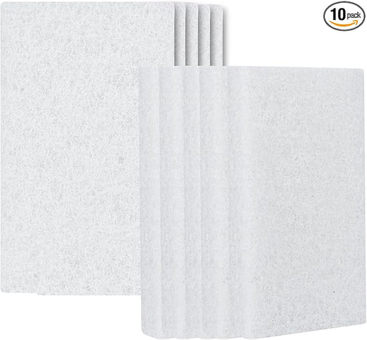 Restaurantware RW Clean 6 x 3.5 Inch Scouring Pads 10 Multi-Purpose Scrub Pads - Not Abrasive Heavy-Duty White Nylon Scrub Pads For Cleaning For Cleaning Or Scrubbing Versatile