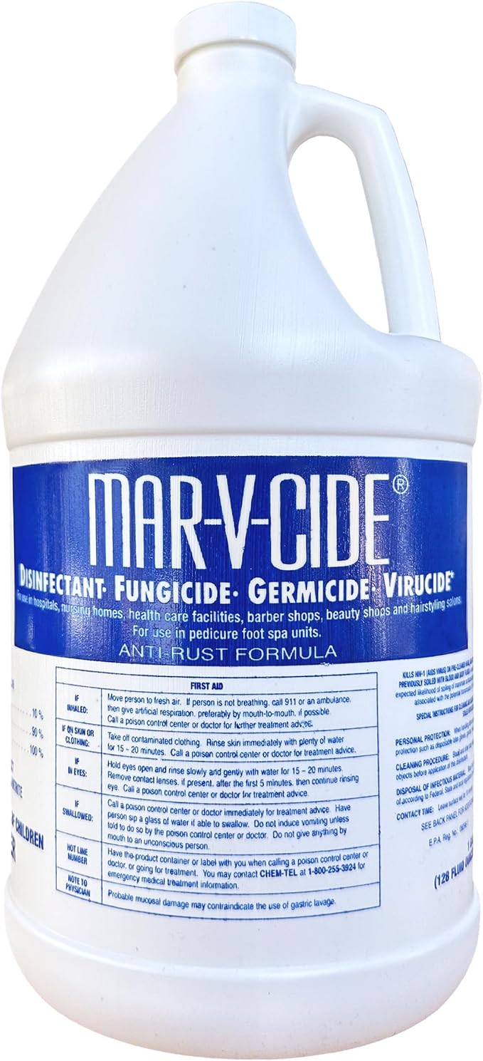 William Marvy Disinfectant, Germicide, Virucide – 128 fl oz | Hospital-Grade Concentrate Kills Bacteria, Viruses, Fungi & Mildew – EPA Registered for Salons, Barbershops, Gyms & More