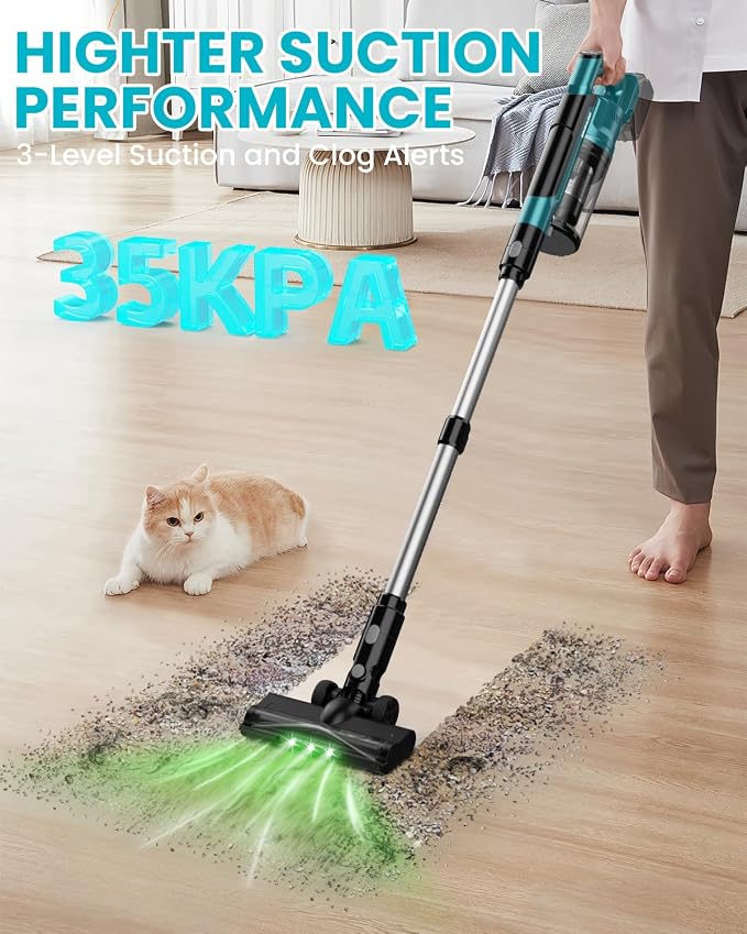 Cordless Vacuum Cleaner Compatible with Makita 18V Battery, 7-in-1 Lightweight Stick Vacuum with HEPA Filter, 35KPA Suction, 350W Brushless Motor, 3 Modes for Carpet, Floor, Car (Tool Only)