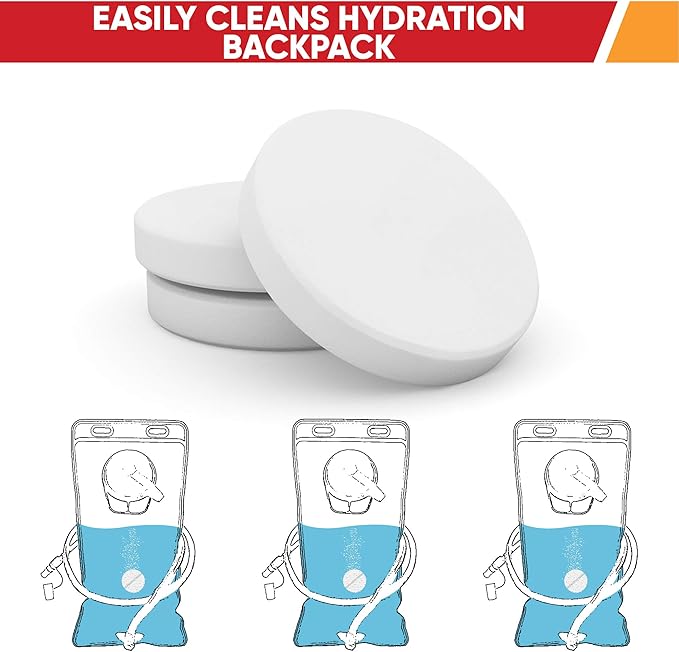 CleanHike Hydration Backpack Cleaning Tablets - (90 Tablets) Great for Reservoir Pack or Hydration Bladder, Individually Packed, Quickly Removes Stubborn Stains & Odors (3)