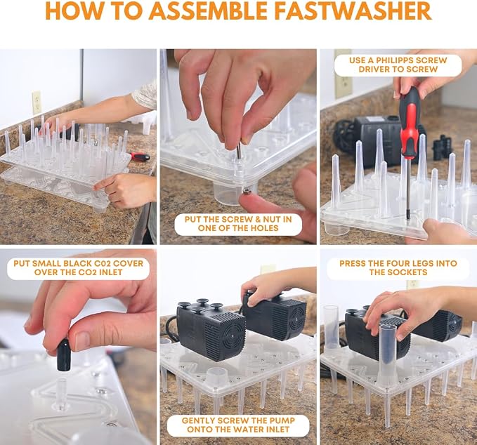FastWasher24 Beer Bottle Washer and Wine Bottle Cleaner | Bottles & Racks NOT Included |General Purpose Bottle Rinser, Bottle Cleaner and Bottle Sanitizer System | Easy to Assemble