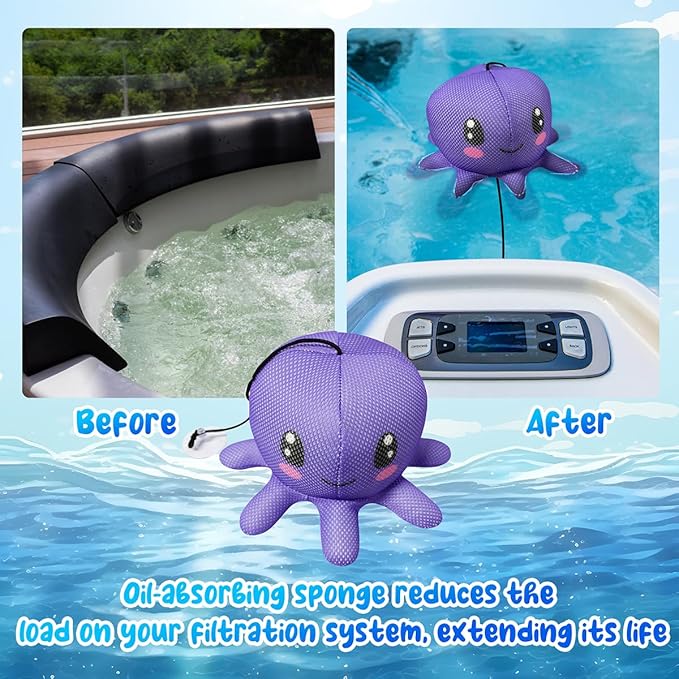 Hot Tub Scum Absorber for Spa Hot Tub,Hot Tub Sponge Scum Absorber.Spa Sponges for Hot Tub Cleaner Reusable.Hot Tub Skimmer,Hot Tub Oil Scum Absorber,Scum Balls for Spas Hot Tub,1 Pack