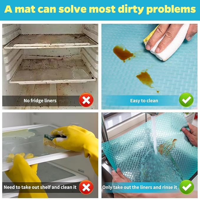 Bloss Refrigerator Liners 12" x 157", Easy to Clean Fridge Liners, Washable Refrigerator Shelf Liners, Refrigerator Mats for Top Freezer, Protect Freezer Shelves, Kitchen Decor Liners