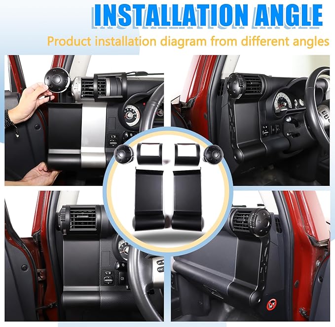 Dashboard Side Air Outlet Frame ABS Car Dashboard Side Air Outlet Frame Decorative Panel for Toyota FJ Cruiser (XJ10) 2007-2022 A/C Air Vent Kit Interior Accessories (Matte black)