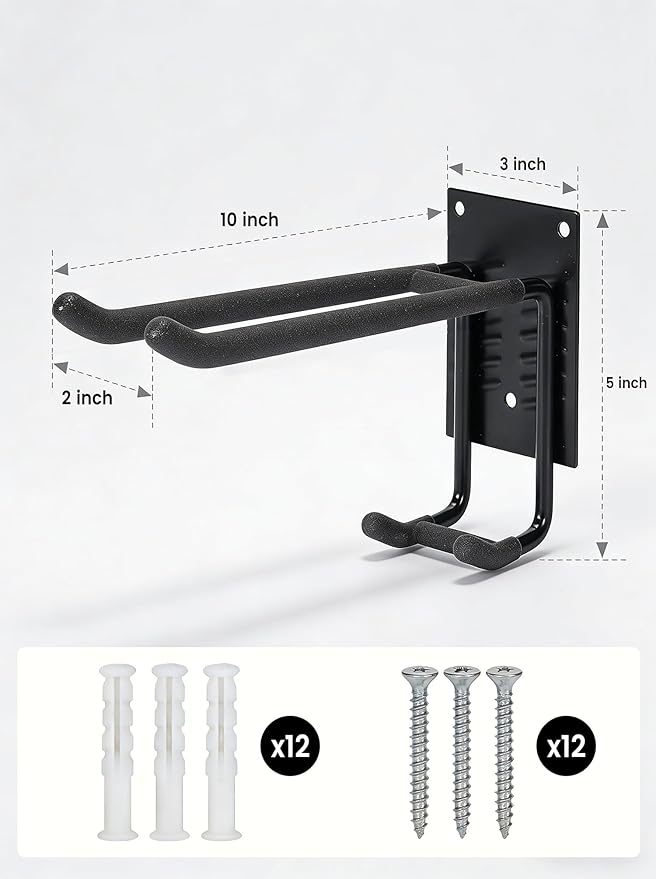 Delobon Garage Hooks 4pack Garage Organization [Steel Multi-Purpose Wall Storage Hooks] for Garden Tool Organizer Heavy Duty Hooks Ladder Power Tools Shovel Rake Broom