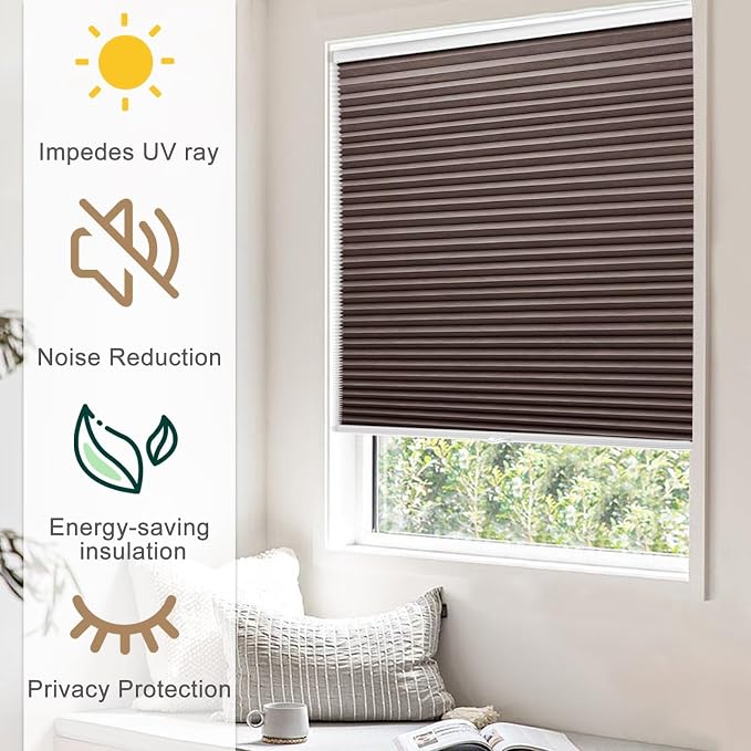 MYshade Cordless Blackout Cellular Shades, 1.5" Honeycomb Window Blinds for Bedroom & Nursery, Thermal Insulated, Noise Reducing, Privacy Shades, Inside or Outside Mount (48" W x 72" H, Taupe)