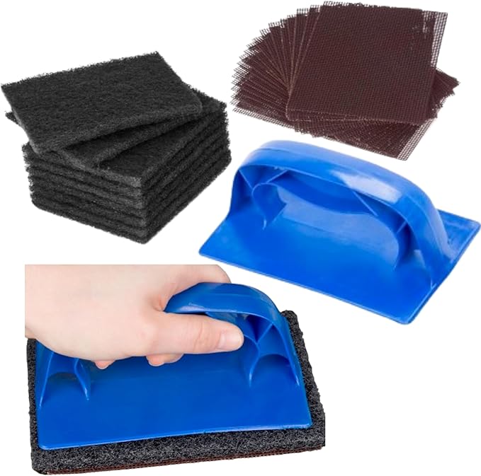 (31 Pieces) Grill & Griddle Cleaning Kit with Screen/Pad Holder, 10 Polish Pads, 20 Cleaning Screens and Heat-Resistant Holder for Safe and Efficient Griddle Cleaning (31 Pads,Screens & PadsHolder)