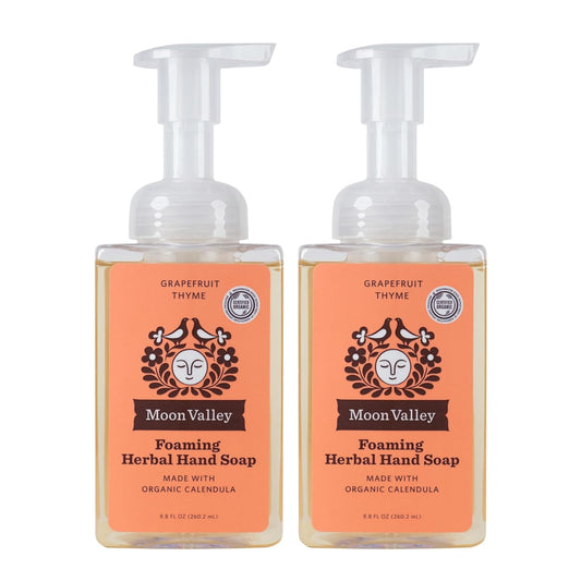 Moon Valley Herbal Foaming Hand Soap, Grapefruit Thyme 2 Pack, Vegan, Recyclable Bottle