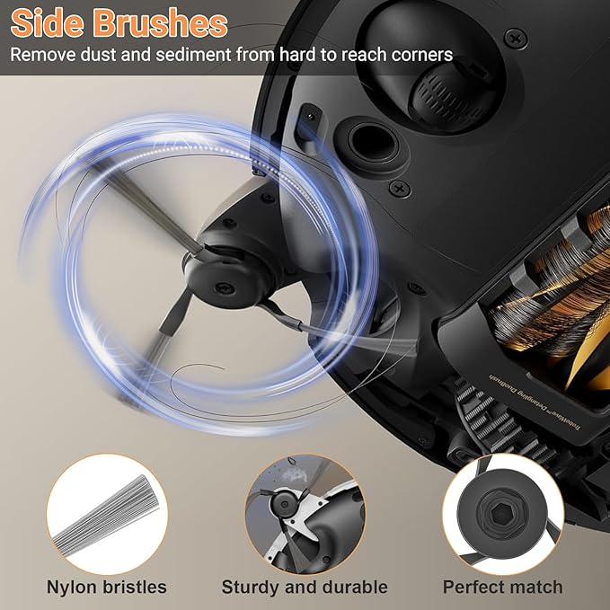 Replacement Kit for Mova Z60 Ultra Roller Complete Robot Vacuum, 2 Main Brushes, 1 Roller Mops, 4 Filters, 6 Side Brushes & Dust Bags & Scented Tablets, 1 Cleaning Brush & Screwdriver