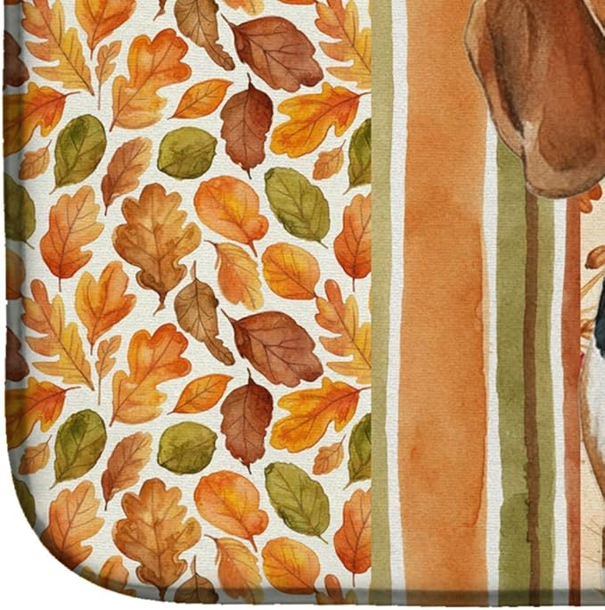 Caroline's Treasures Beagle Heirloom Fall Dish Drying Mat Absorbent Dish Drying Mat Pad for Kitchen Counter Dish Drainer Mat for Countertop, 14 x 21", Multicolor