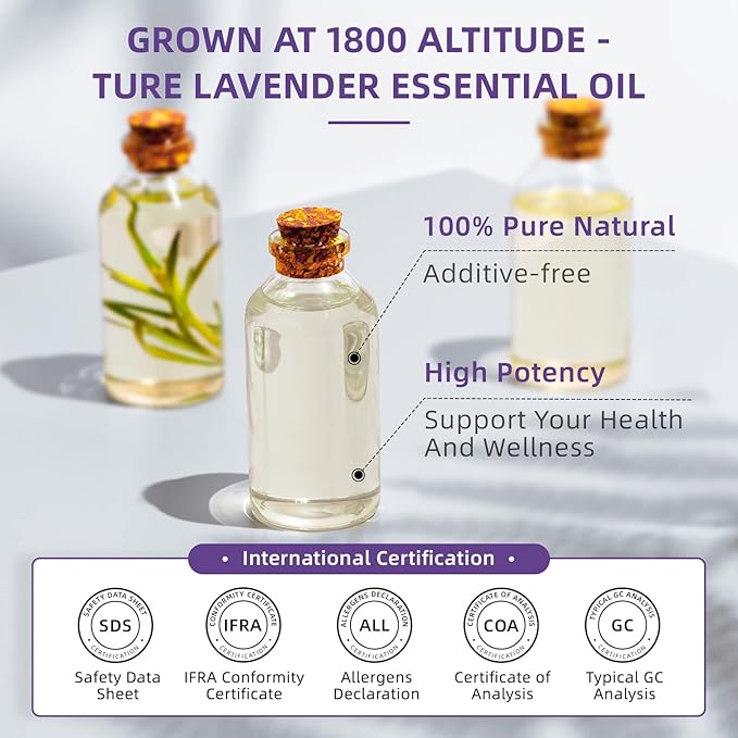HIQILI Lavender Essential Oil Large Capacity, 100% Natural for Aromatherapy, DIY Candle & Soap Making, Skin Moisturizing. Suitable for Hotels, DIY Studios, Spas and Hair Salons - 1000ml/32 fl oz