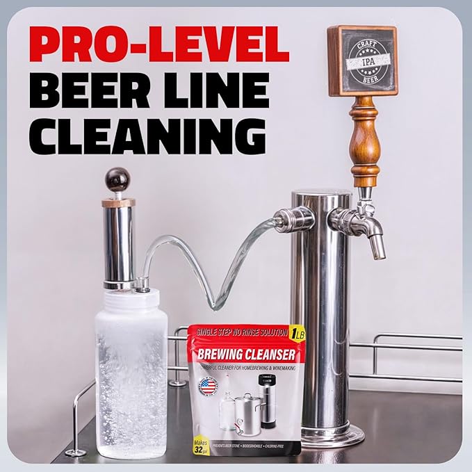 [1lb] Single Step No Rinse Brewing Cleanser - Made in USA, Powerful Powdered Brewery Wash For Cleaning & Prepping Homebrew Supplies - The Perfect Keg & Carboy Cleaner, Wine Bottle Cleaner, & More!