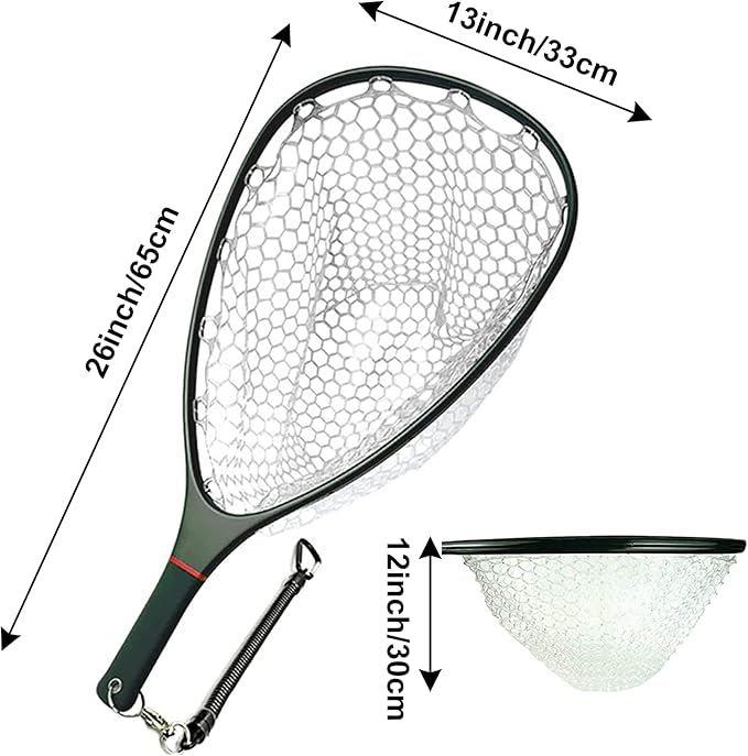 Aventik Fly Floating Fishing Net Carbon Fiber Landing Trout Net Light Weight Clear Rubber Ghost Net Catch & Release